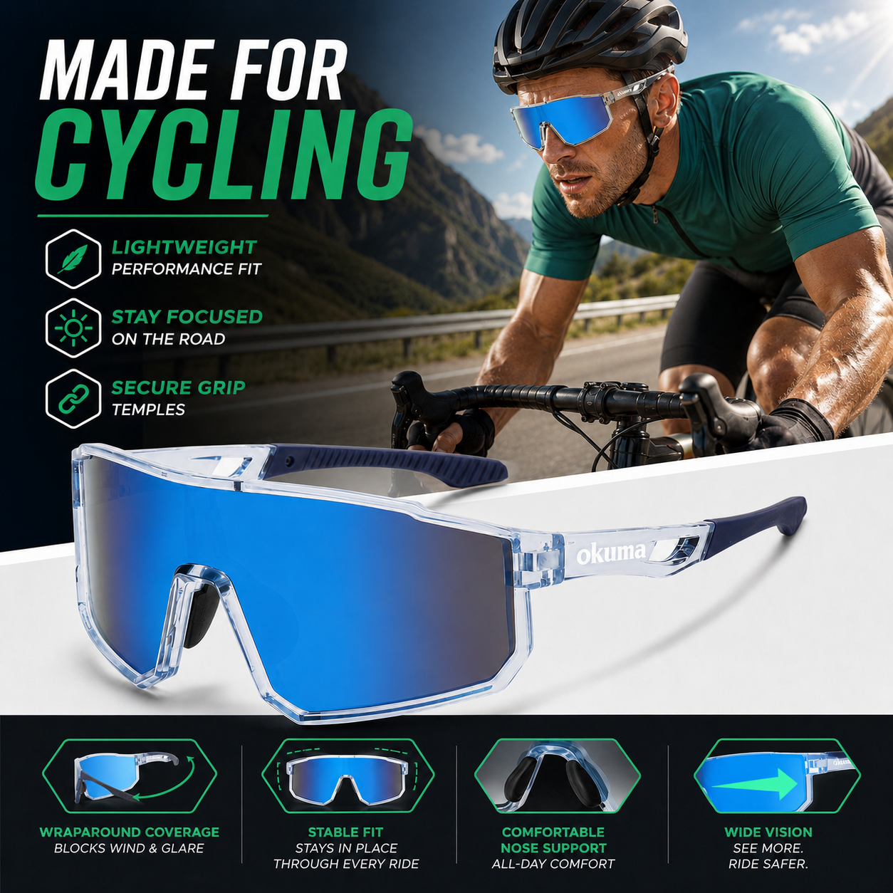 OKUMA UV400 Sports Eyewear Men - Surf Reel avis et prix