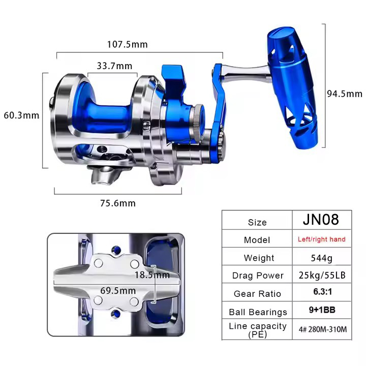 All Metal 9+1BB CNC Fishing Re - Trolling Reel avis et prix